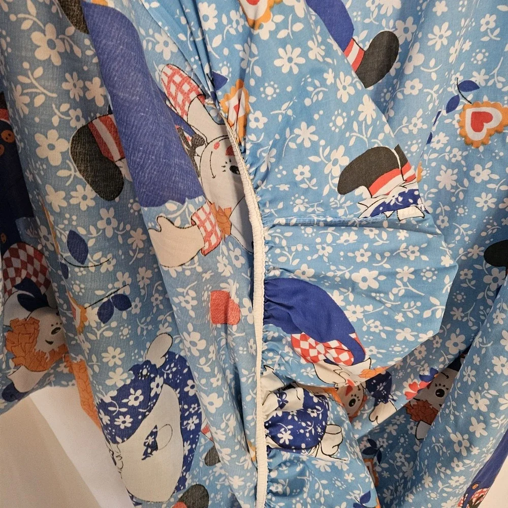 Vintage Raggedy Ann & Andy Fitted Bottom Sheet Percale‎ Twin Blue